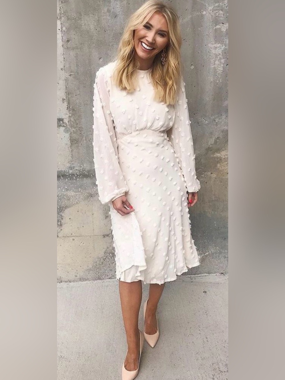 ChicWish Ivory Cotton Candy Sheer Midi Dress With Tie Waist Mediumy